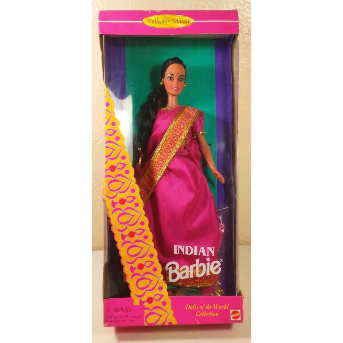 Mattel 1995 Indian Barbie Dolls of The World Collection Vtg Black Hair Toys