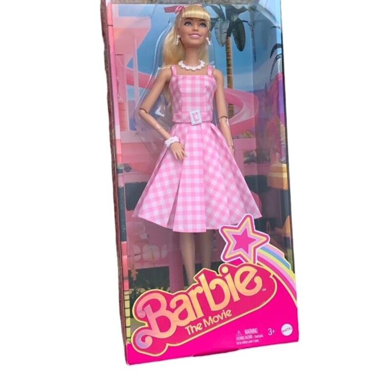 Barbie The Movie Doll Margot Robbie Collectible Pink Gingham Dress