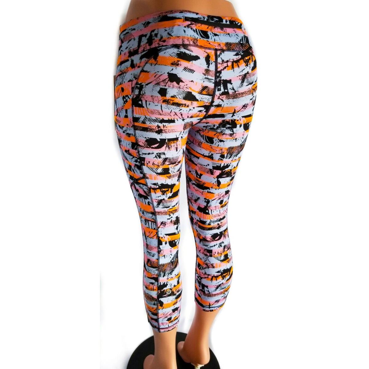 Lululemon Speed Up Crop 21 Inseam Inversion Multi Orange Pink Black