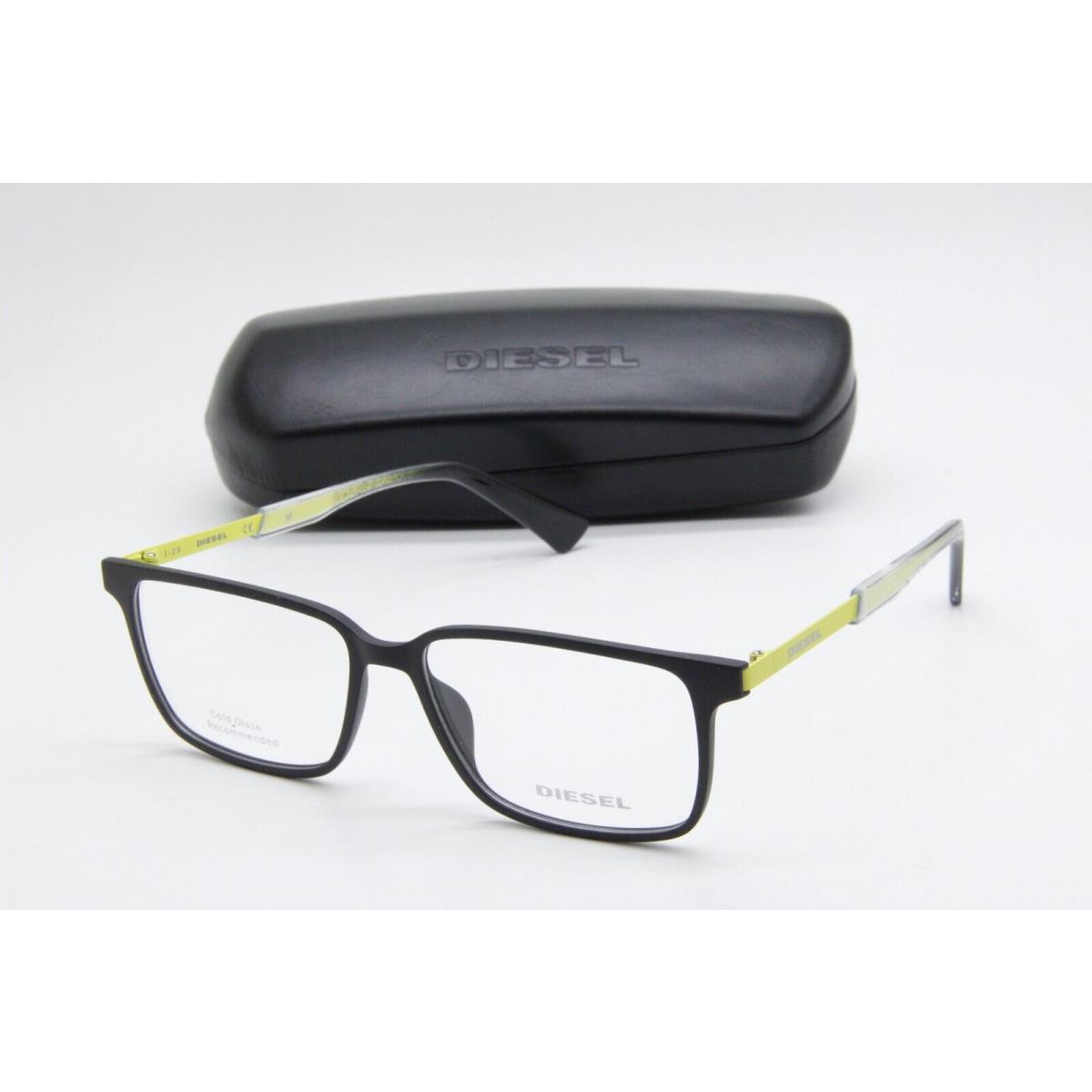 Diesel DL 5290 002 Black Yellow Eyeglasses W/case 53-14