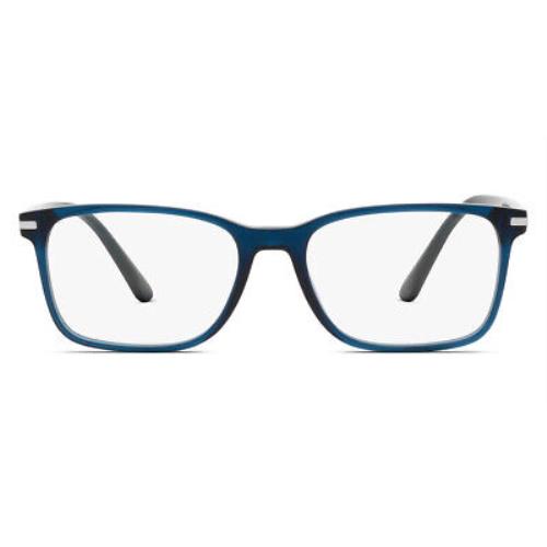 Prada PR 14WV Eyeglasses RX Men Blue Crystal Rectangle 56mm