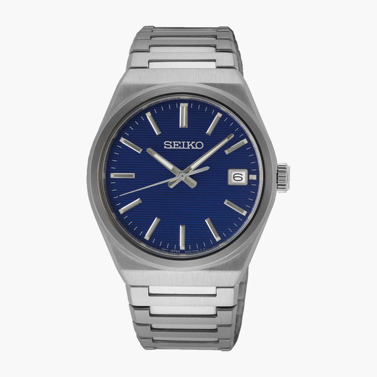 Seiko Men`s Watch Classic Quartz Blue Dial Stainless Steel Sapphire SUR555 - Dial: Blue, Band: Silver-tone, Bezel: Silver-tone