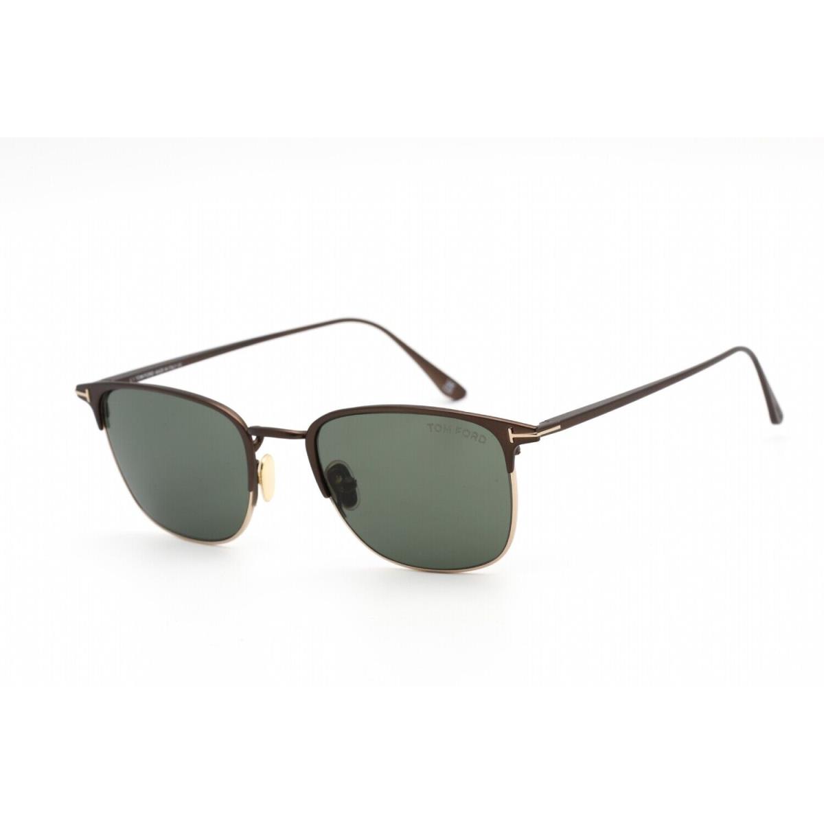 Tom Ford FT0851 49N Sunglasses Matte Dark Brown Frame Green Lenses 52mm