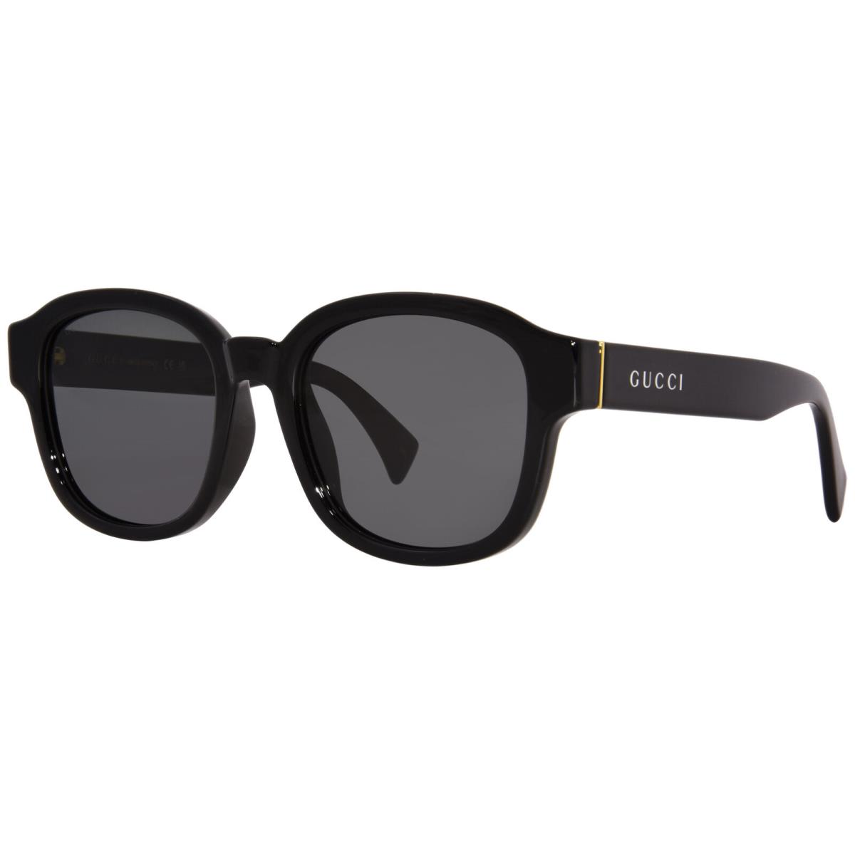 Gucci GG1140SK 001 Sunglasses Shiny Black/dark Grey Lenses Square Shape 54mm