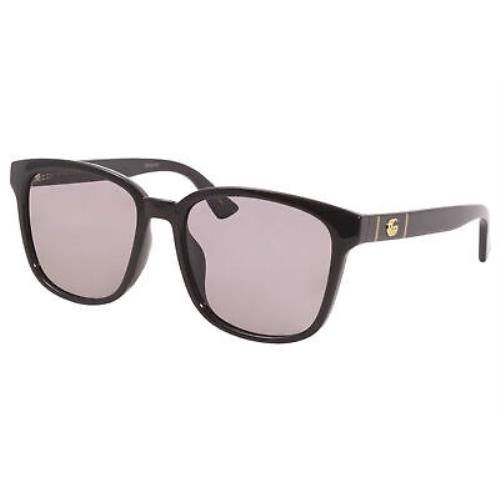 Gucci Gucci-logo GG0637SK 003 Sunglasses Men`s Black/grey Lens Rectangular 56mm - Frame: Black, Lens: Gray