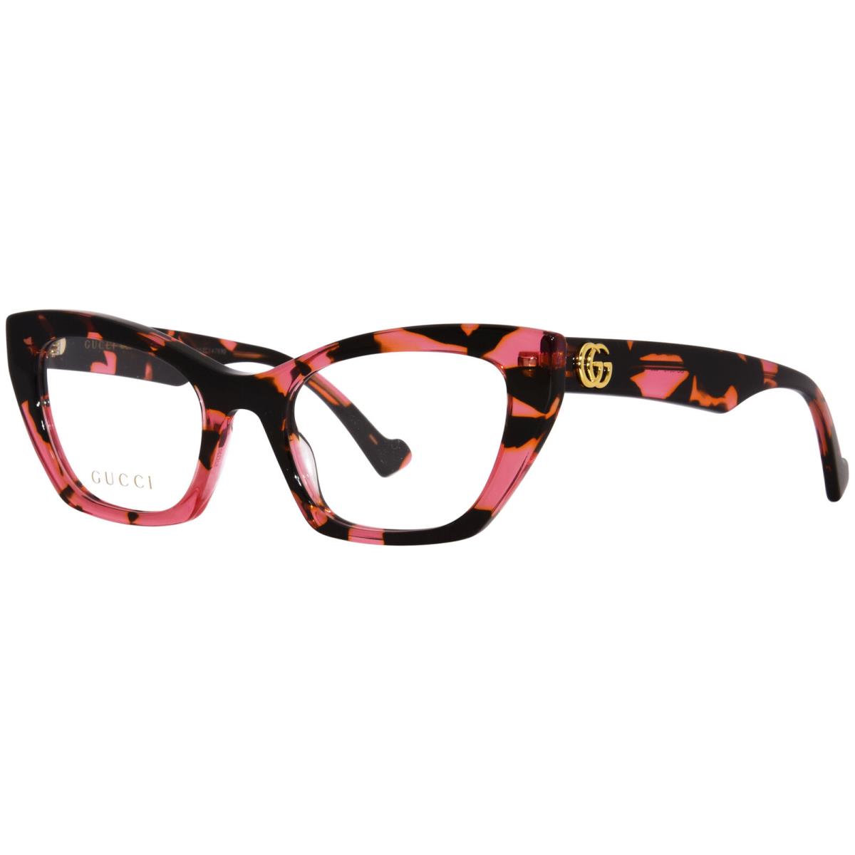 Gucci GG1334O 003 Eyeglasses Frame Women`s Transparent Pink Havana Full Rim 52mm