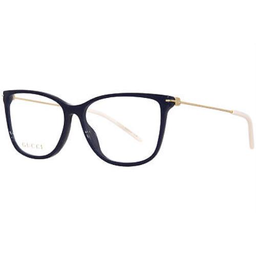 Gucci GG1272O 003 Eyeglasses Women`s Blue/gold Full Rim Square Shape 53mm