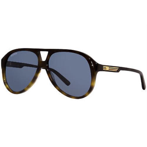Gucci GG1286S 004 Sunglasses Men`s Havana/blue Pilot 59mm - Frame: Brown, Lens: Blue