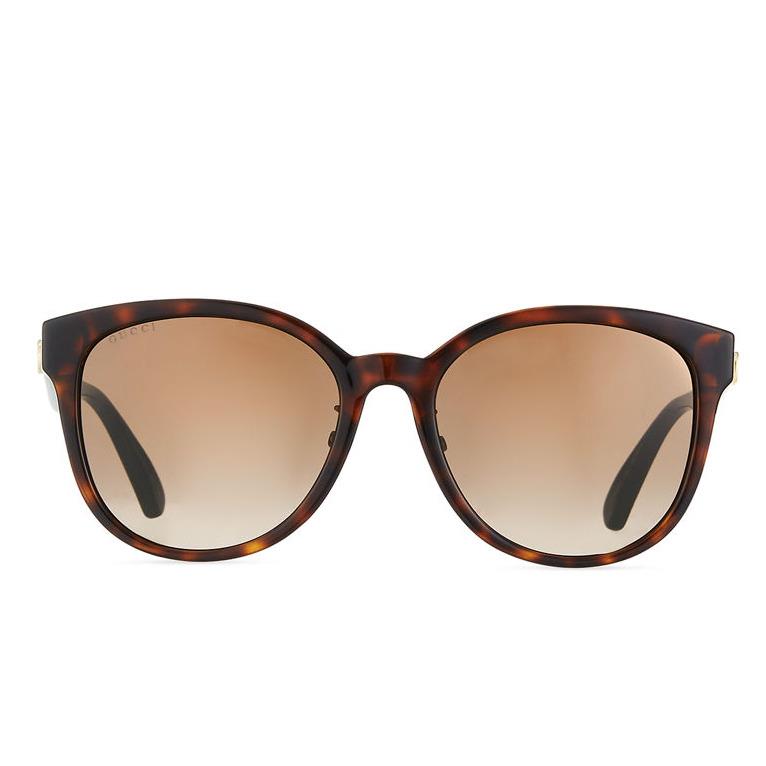 Gucci Woman`s 55mm Round Havana Brown Tortoise Sunglasses S1741