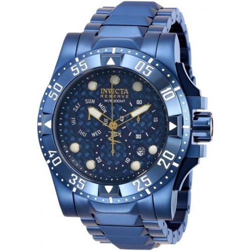 Invicta Reserve Excursion 28634 Dark Blue Stainless Steel Men`s Wrist Watch - Dial: Blue, Band: Blue, Bezel: Blue
