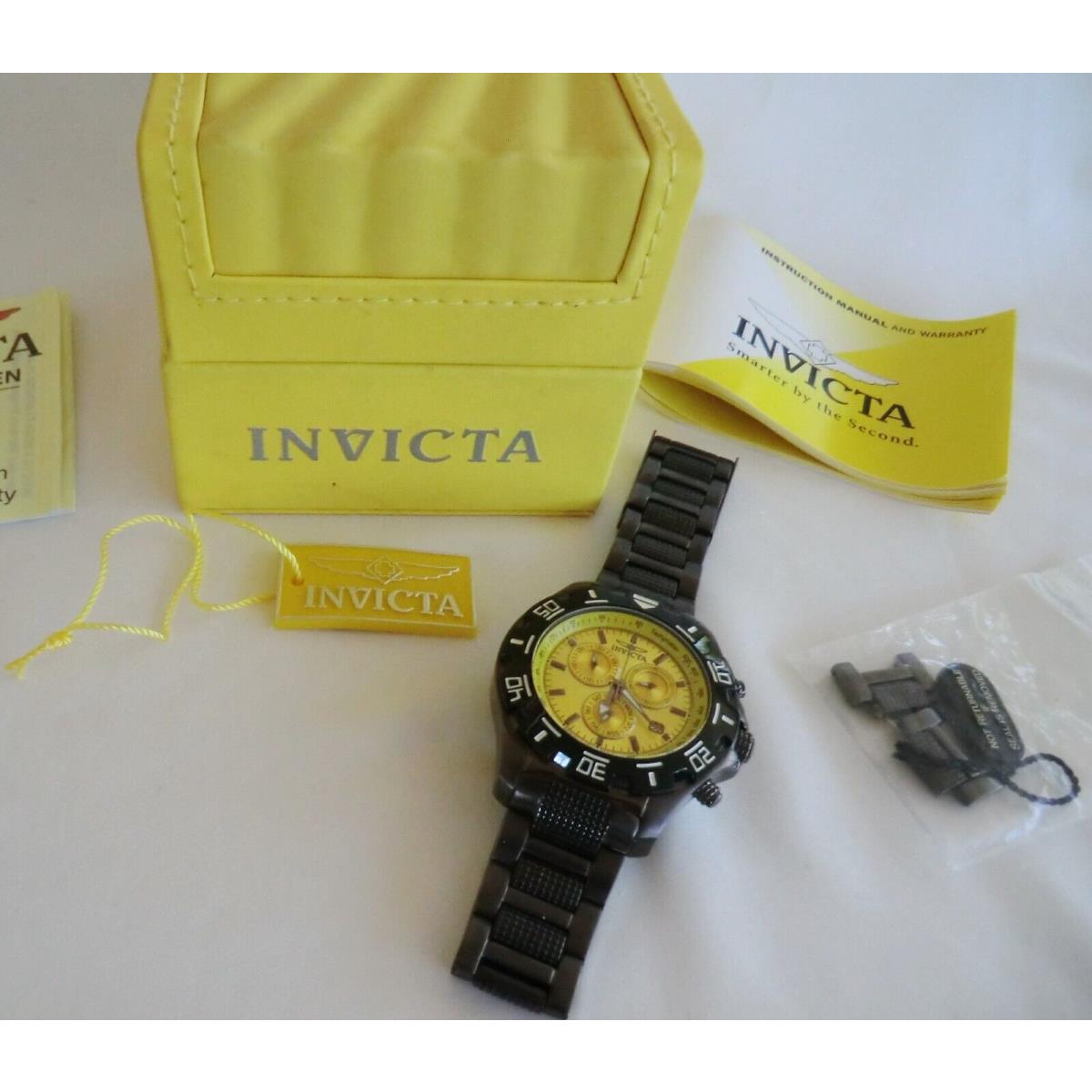 Invicta watch Python Collection - Yellow Dial, Gray Band, Black Bezel
