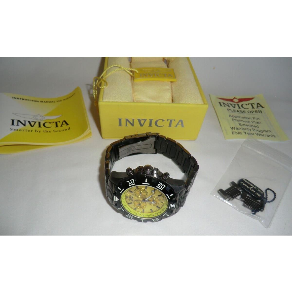Invicta watch Python Collection - Yellow Dial, Gray Band, Black Bezel