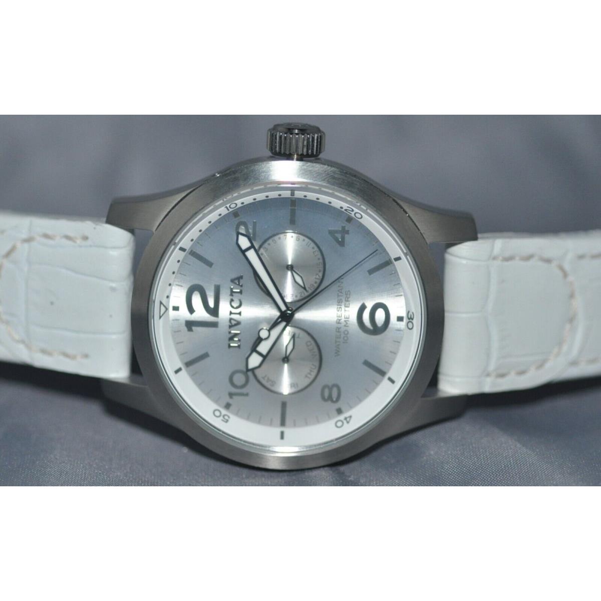Invicta watch Specialty - Silver Dial, White Band, Silver Bezel