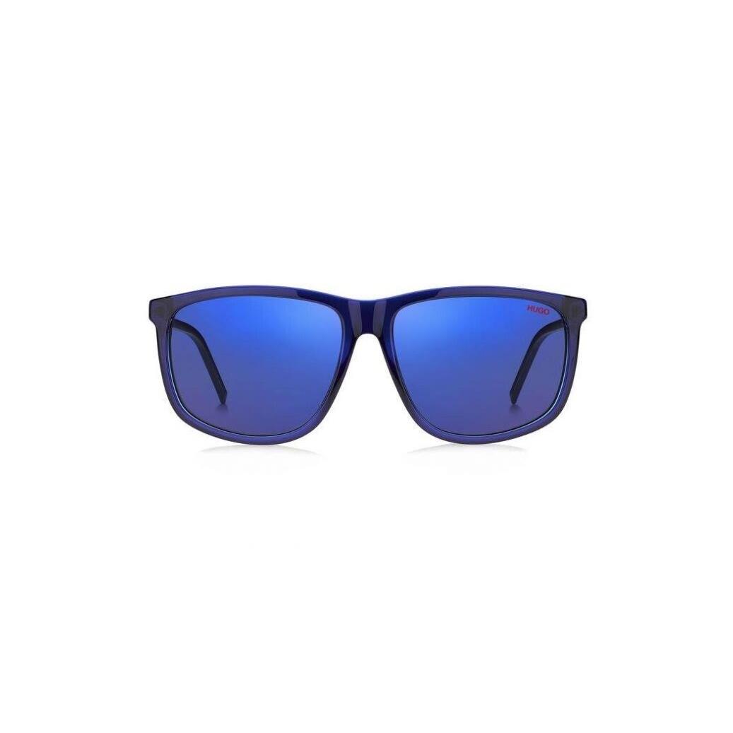 Hugo Boss HG1138S ZX9 XT Square Crystal Blue/blue Mirror Sunglasses Authenic - Frame: Crystal Blue, Lens: Blue