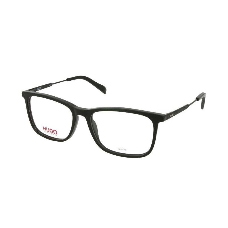 Hugo Boss HG0307 807 Square Shiny Black Eyeglasses - Brown, Frame: Shiny Black, Exterior: Brown
