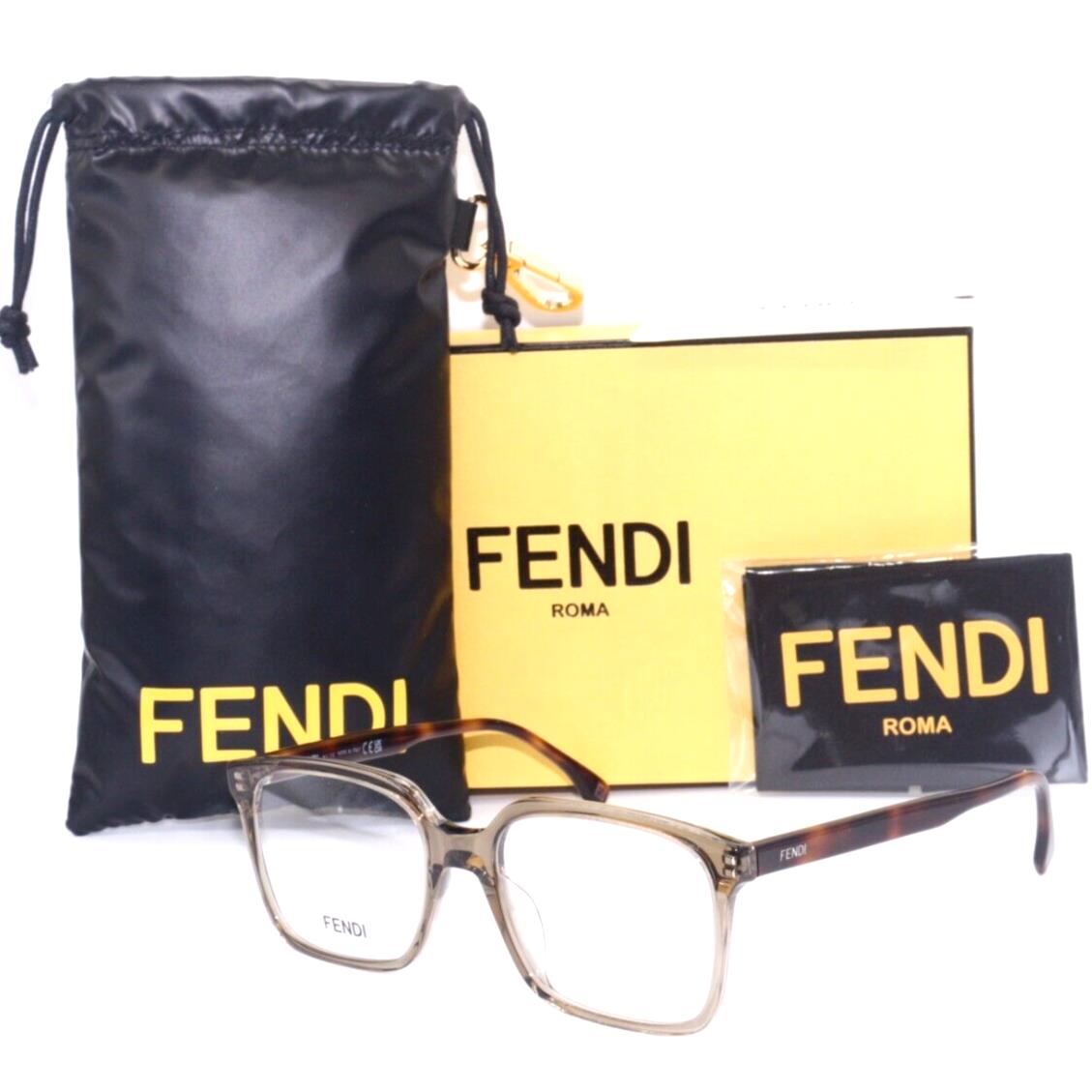 Fendi FE50032I 057 Transparent Grey-havana Temple Eyeglasses 55-18