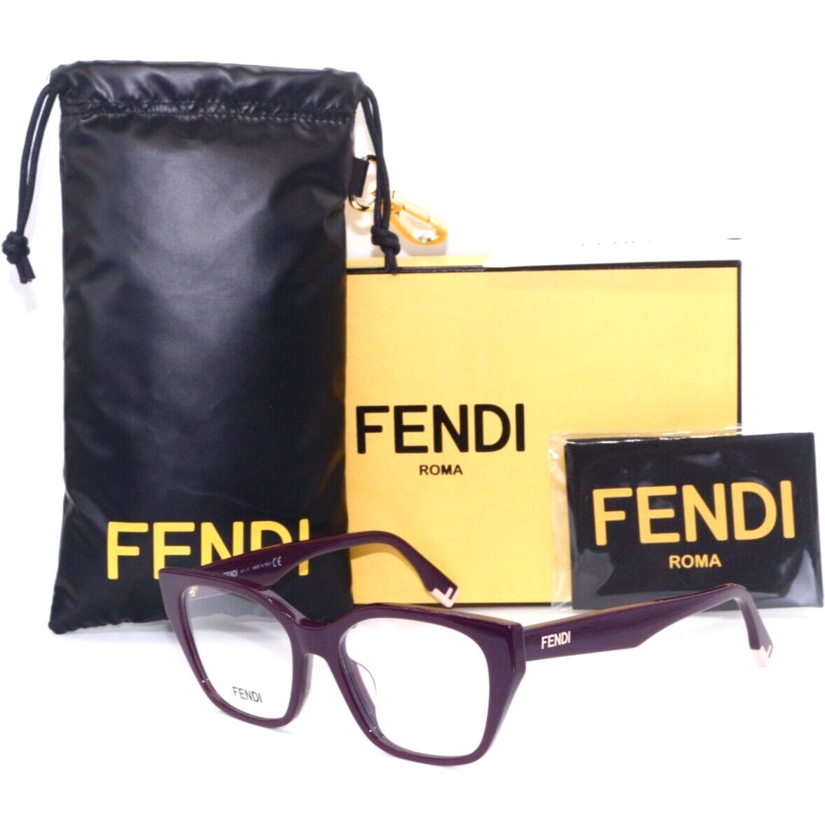 Fendi FE 50001I 081 Oversized Polished Purple-gold Authentc Eyeglasses 52-17