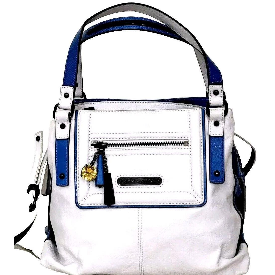 Juicy Couture Pippa Saturday Soiree White Blue Lthr Satchel Crossbody Bag