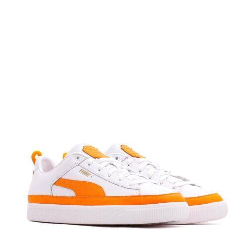Puma Basket Vtg Pronounce White Orange Men Classic Shoes Rare 381255-01 - Orange