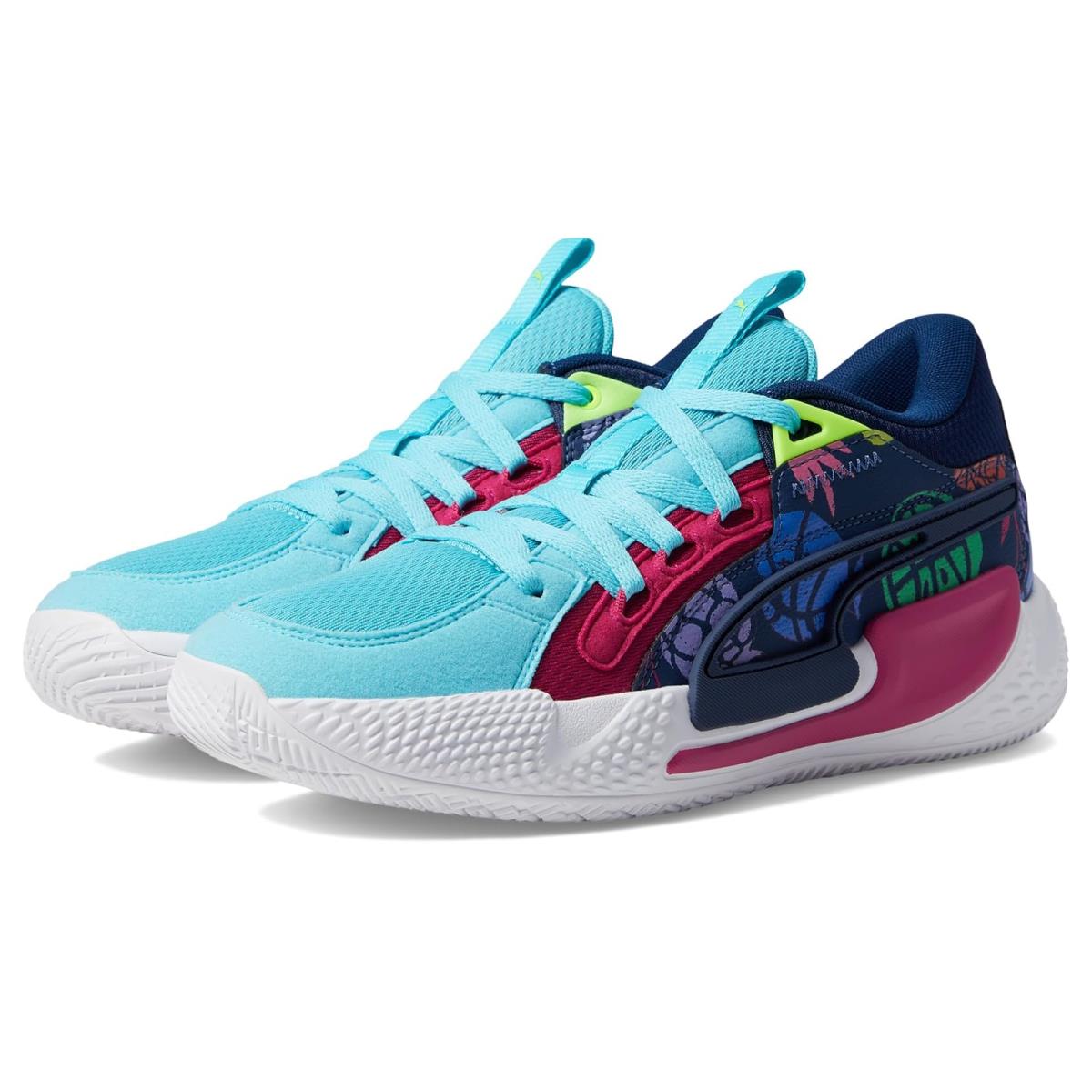 Man`s Sneakers Athletic Shoes Puma Court Rider Chaos Fresh Persian Blue/Pinktastic/Strawberry Burst/Pro Green/Team Aqua