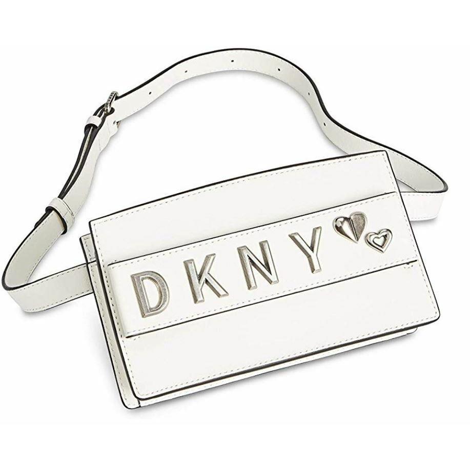 Dkny Women White Small Smoke Leather Belt Bag Snap Closure