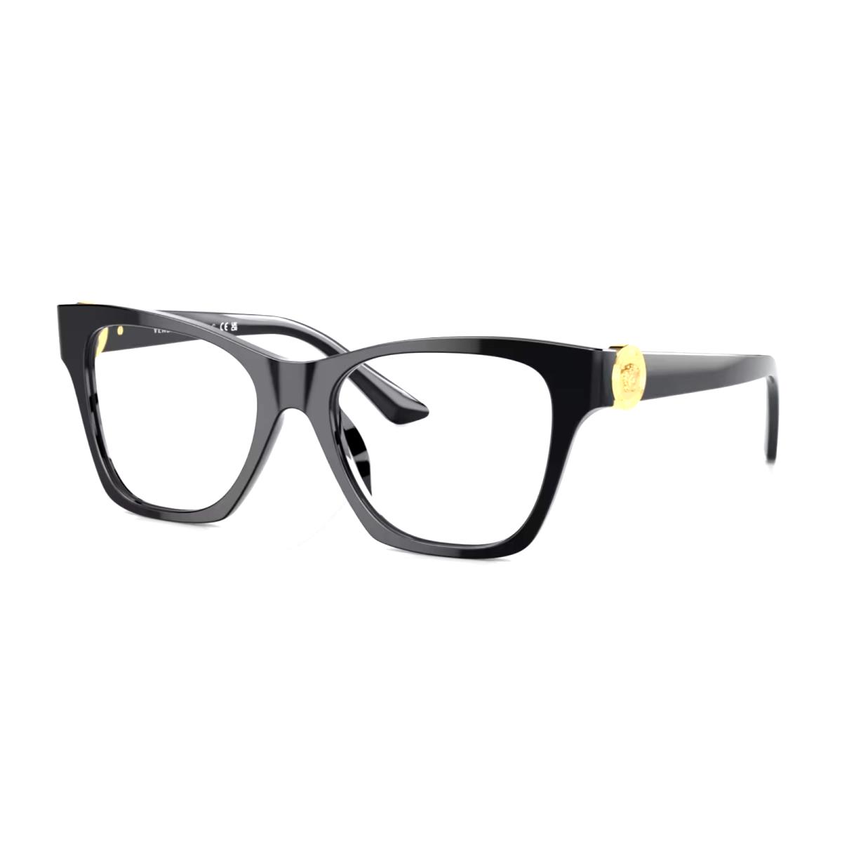 Versace Eyeglasses Mod. 3341-U GB1 52-18 145 Black Gold Cat Eye Frames