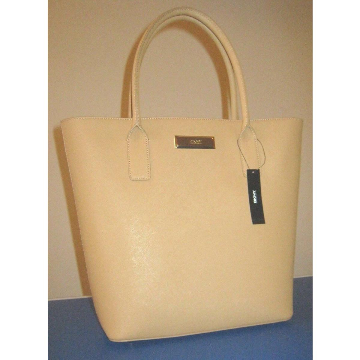 Dkny Donna Karan Tote Hand Bag Purse Tan Saffiano Leather