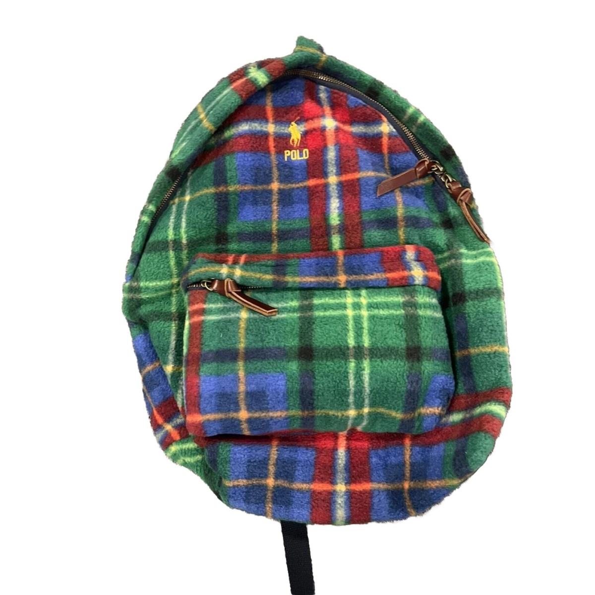 Polo Ralph Lauren: Plaid Tartan Fleece Backpack One Size Green Multi