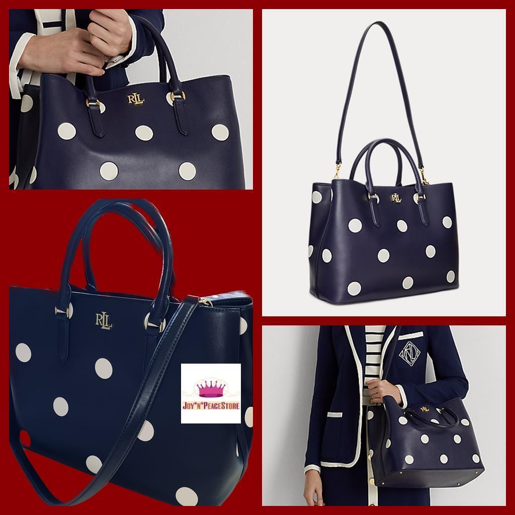 Ralph Lauren Polka-dot Dot Large Marcy Dryden Satchel Tote Handbag Gift Set