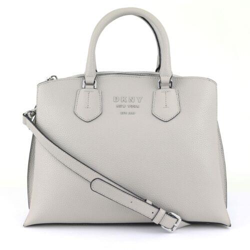 DKNY NOHO LOGO LARGE TRIPLE COMPART SATCHEL Handbag Ivory White w/Beige  $298 NEW