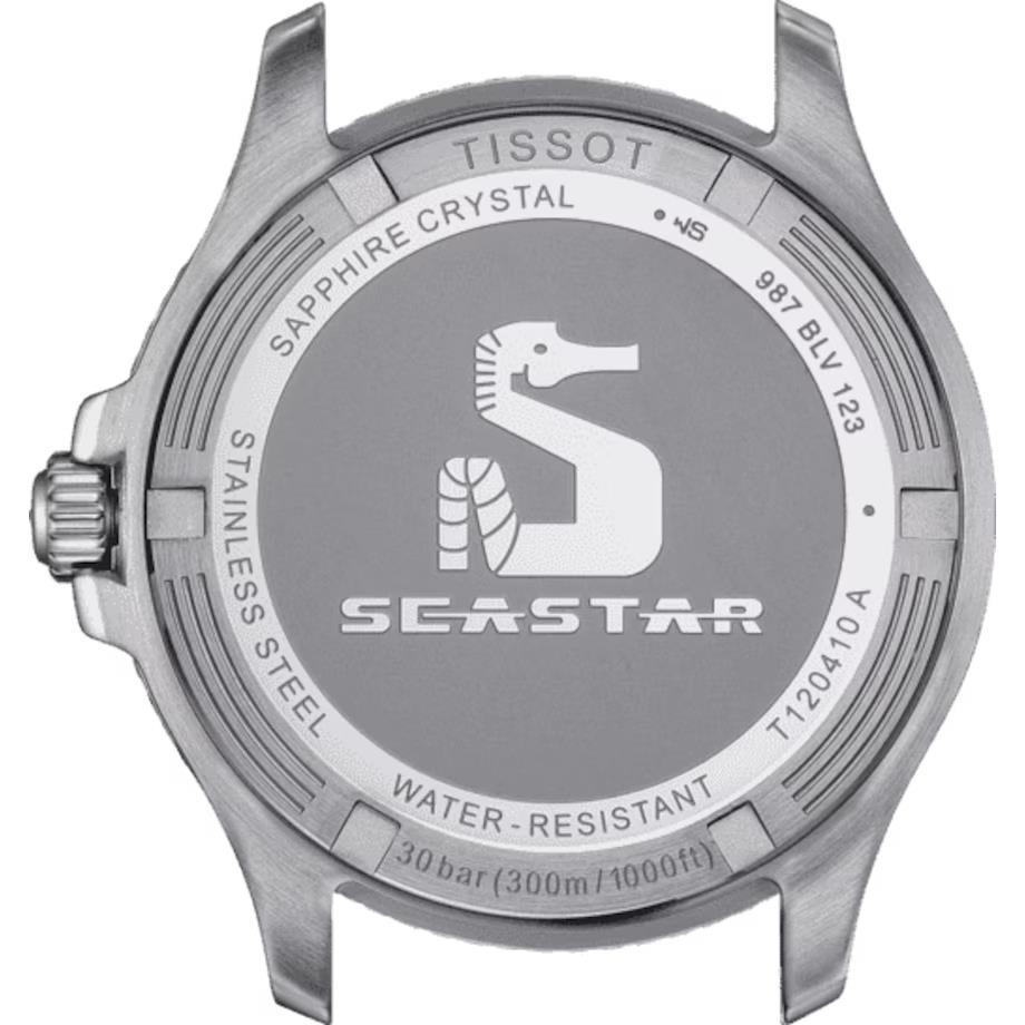 Tissot watch Seastar - Black Dial, Black Band, Two-tone Bezel