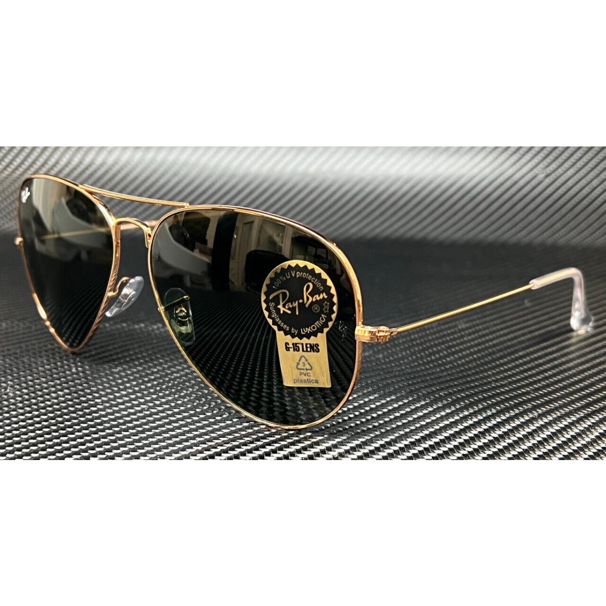 Ray Ban RB3025 920231 Rose Gold Green Unisex Aviator 62 mm Sunglasses