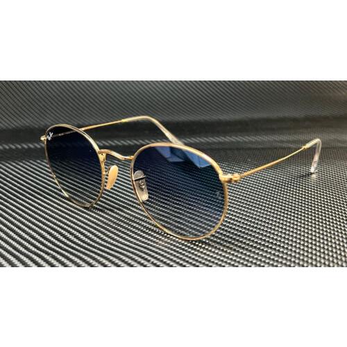 Ray Ban RB3447N 001 3F Gold Blue Grad Round Unisex 50 mm Sunglasses