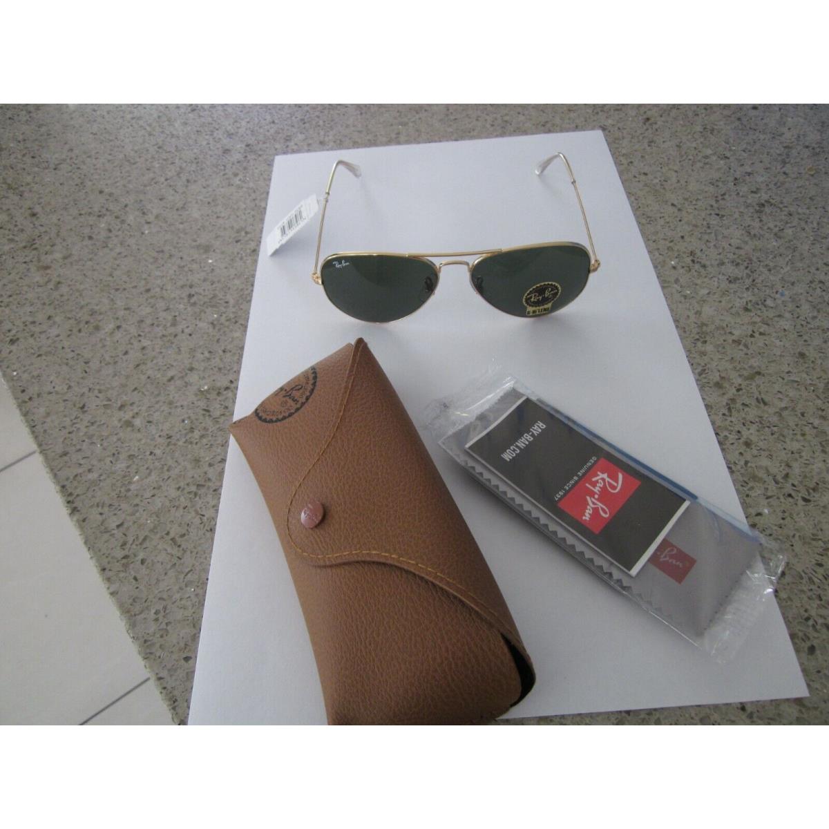 Ray-ban RB3025 Aviator Classic Sunglasses Gold Polished Frame Green 58MM Lenses