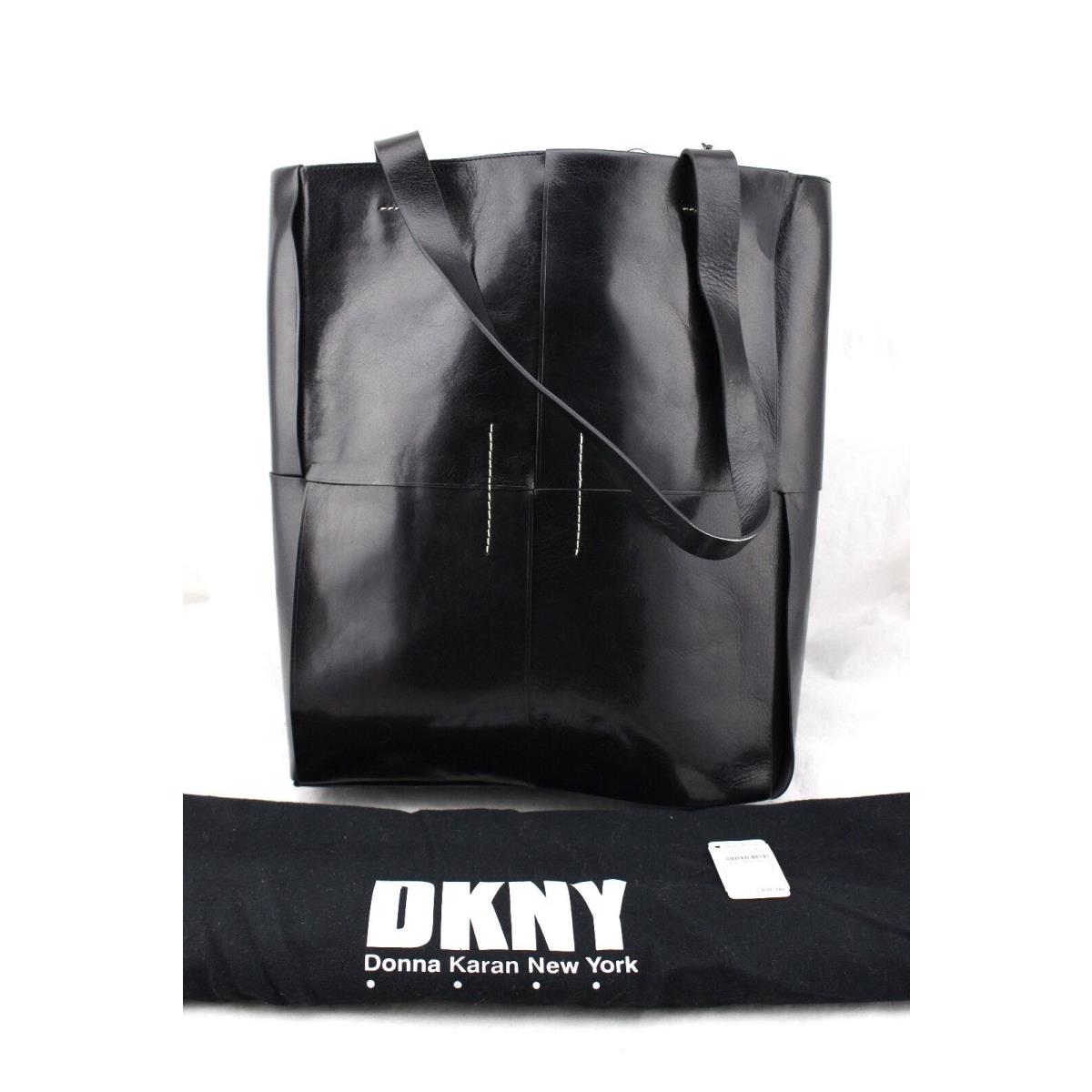 Donna Karan DKNY large black leather Tote shoulder Bag shopper purse shopper new