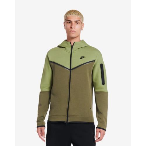 Nike Sportswear Alligator/medium Olive/black Tech Fleece Full-zip Hoodie