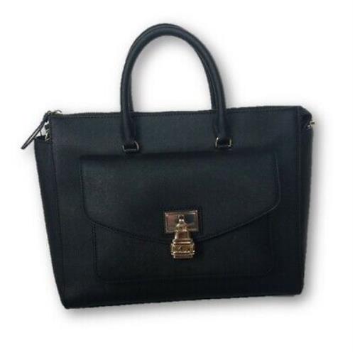 Dkny Donna Karan Saffiano Leather Satchel Cecelie Convertible Shoulder Bag Black