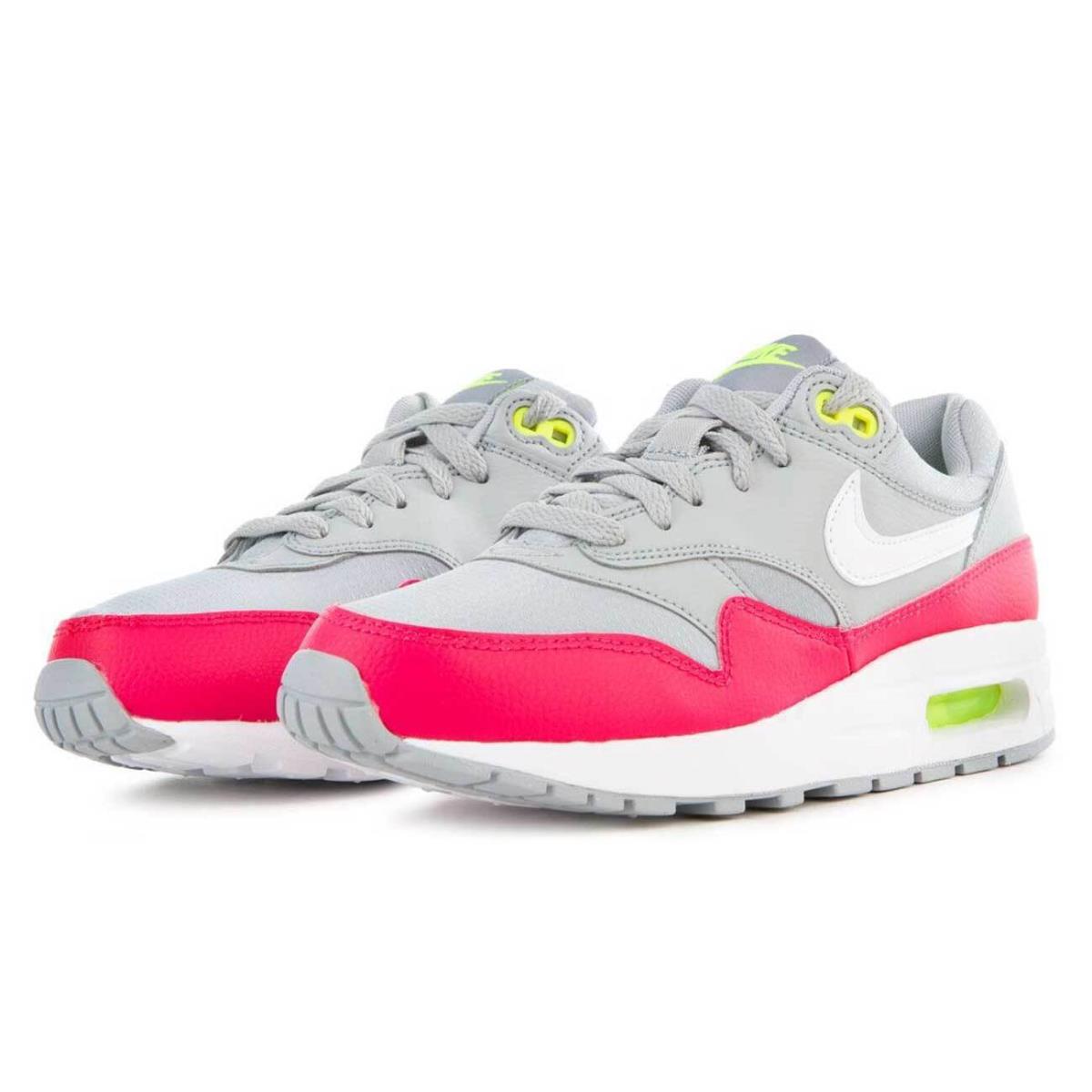 Nike Air Max 1 GS 807602 016 Wolf Grey Pink Big Kid`s Running Shoes - Gray