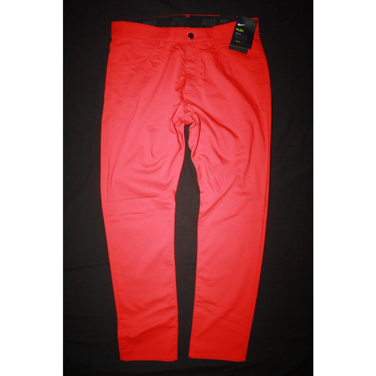 Nike Men`s Dri-fit Flex Slim Fit 5-Pocket Golf Pants University Red 30 X 30