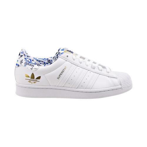 Adidas Superstar Men`s Shoes Cloud White-gold Metallic-blue H00186 - Cloud White-Gold Metallic