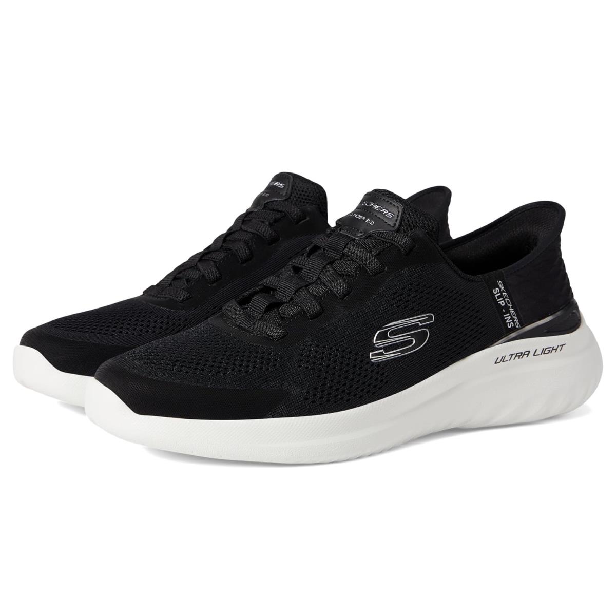 Man`s Shoes Skechers Bounder 2.0 Emerged Hands Free Slip-ins - Black/White