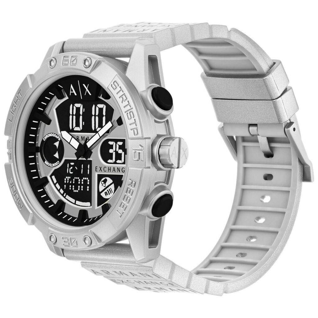 Armani Exchange Digital Silver Tone Polyurethane Men`s Watch AX2965