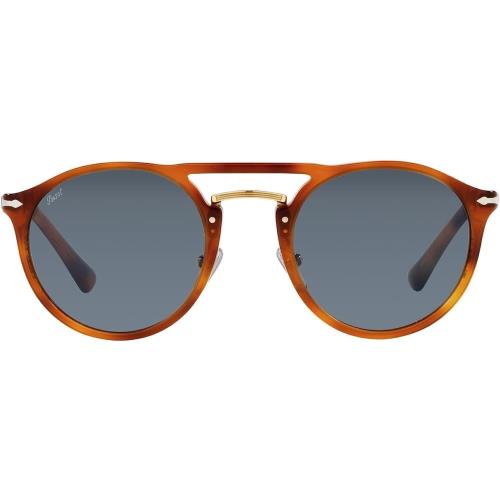 Persol PO3264S Round Sunglasses Terra Di Siena/light Blue 50 mm