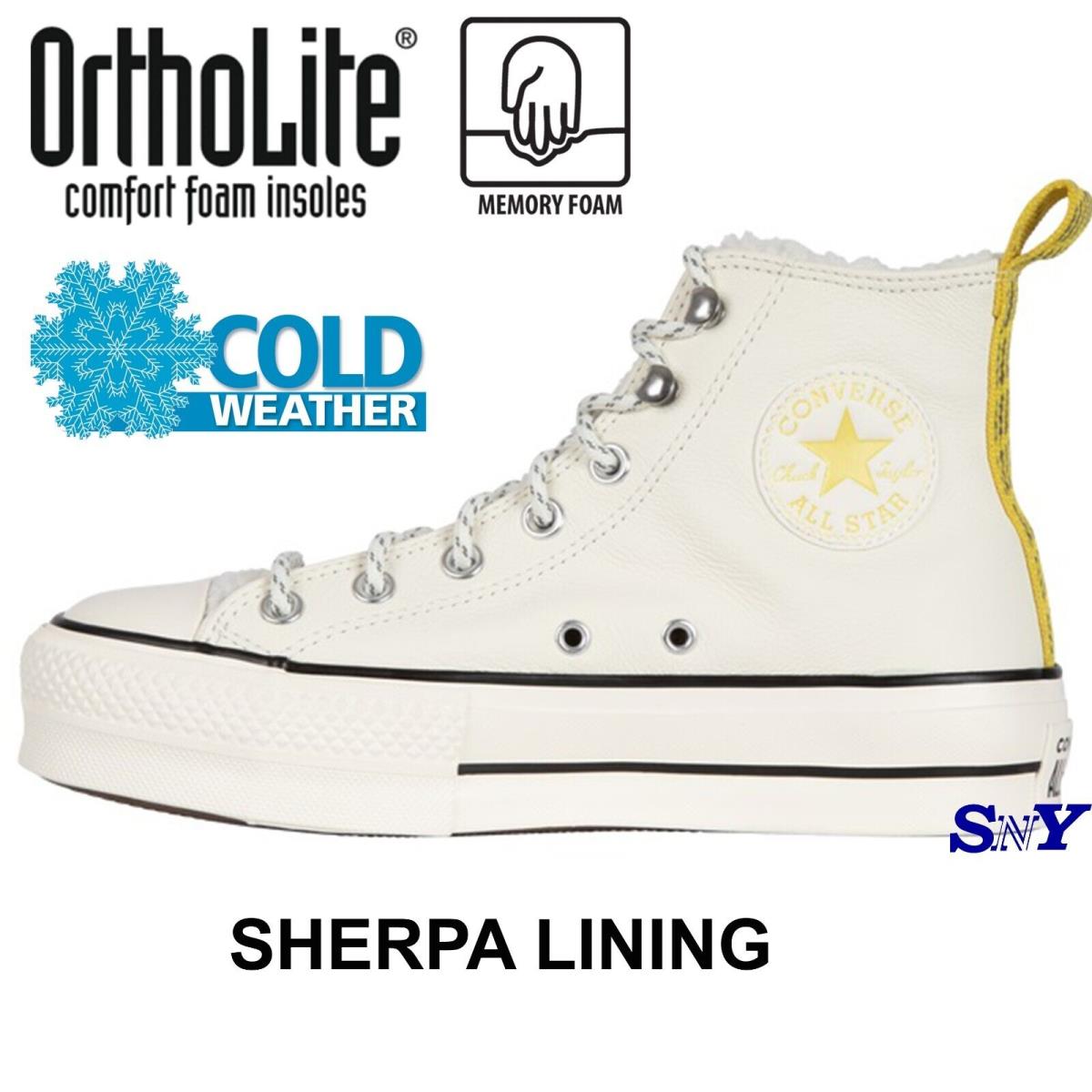 Converse Women`s All Star Lift HI Sherpa Lining Ortholite Cushioning Shoes