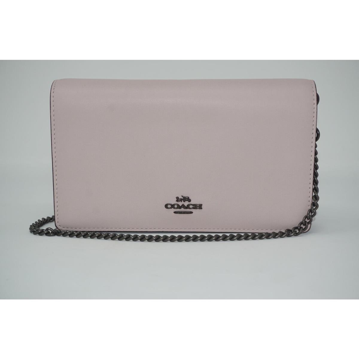 Coach Callie Ice Pink Leather Foldover Chain Clutch Bag 27247