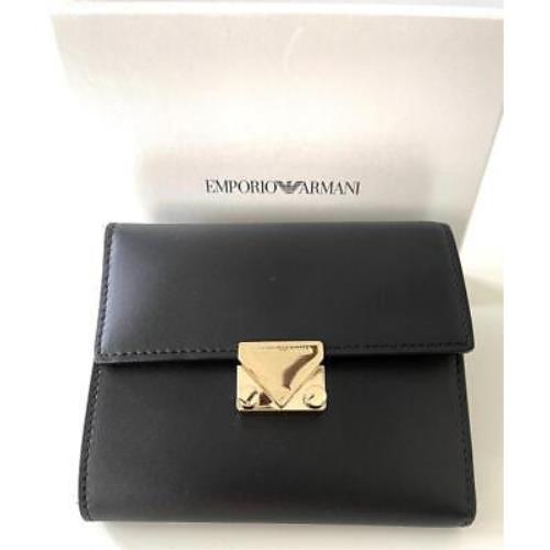 Emporio Armani Black Leather Unisex Bifold Wallet Y3H009 8AHOC