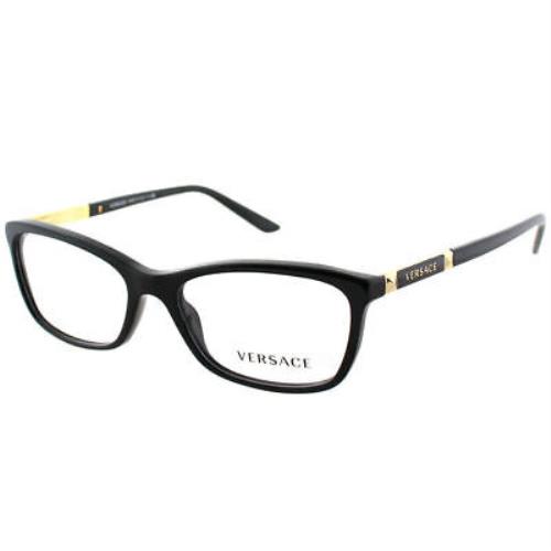 Versace VE 3186 GB1 Black Plastic Rectangle Eyeglasses 54mm