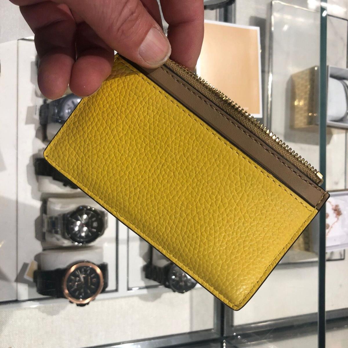 Michael Kors Jet Set Travel Medium Top Zip Card Case Wallet Coin Pouch -daffodil