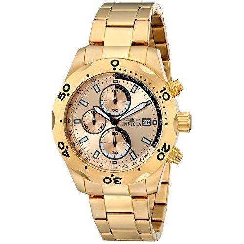 Invicta Mens Specialty Quartz Chronograph Gold Dial Watch 17750