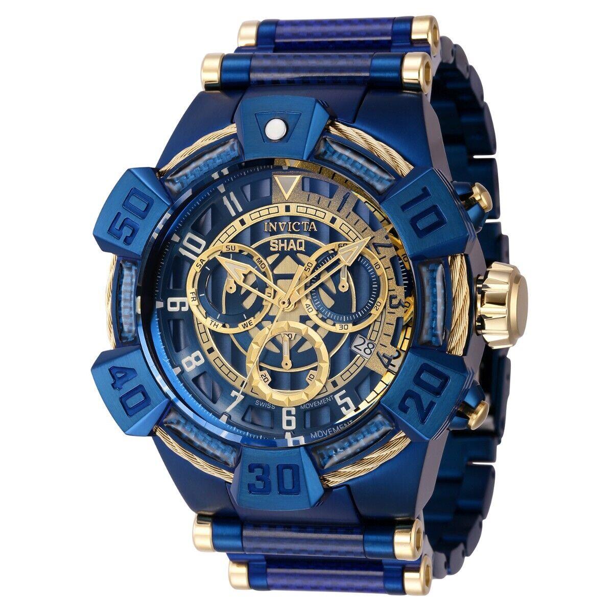 Invicta 37024 Shaq Blue Label Gold Dial Swiss Chronograph Watch 52MM